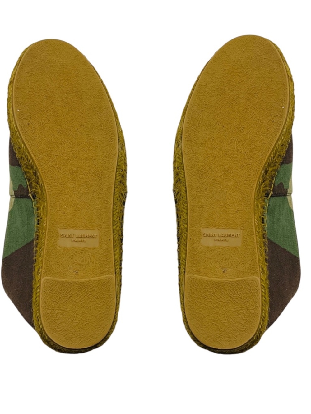 SAINT LAURENT GREEN CAMOUFLAGE PRINT LOGO EMBROIDERED CANVAS ESPADRILLE FLATS - Picture 6 of 8